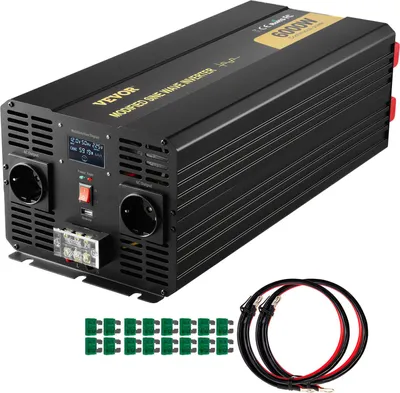 Productafbeelding van Spanningsomvormer, gemodificeerde sinusomvormer, 6kW, DC 12V naar AC 230V, met LCD-display