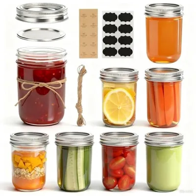 Produktbild von PromoHome® Gläser 240ml mit Schraubdeckel 8er-Set – Luftdichte Einmachgläser für Marmelade, Honig, Joghurt, Fermentation und Meal Prep