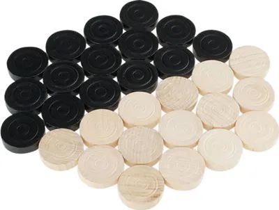 Produktbild von Damesteine / Mühlesteine 31/8mm, 15 natur, 15 schwarz mit Blindprägung 2800