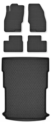 Productafbeelding van Rubberen automatten + kofferbakmat voor Fiat Doblo II 2009-2020 – 3-delig, zwart, op maat – Wielganizator Semi-Universal