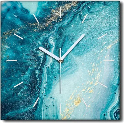 Produktbild von Coloray Uhr auf Leinwand 30x30 cm Wand Uhr Dekoration Wohnzimmer Segeltuch weiße Zeiger -Aquarelle Kunstkunst