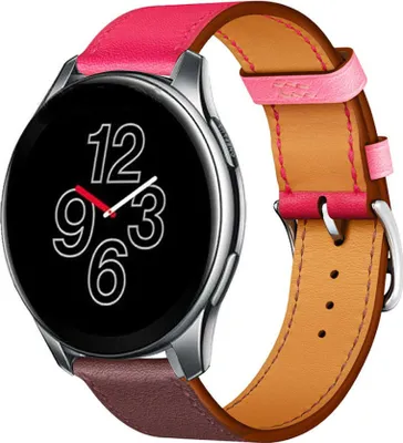 Produktbild von Strap-it OnePlus Watch Lederarmband (Hellrosa/Rotbraun)