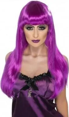 Produktbild von Hexenperücke Perücke Hexe Lila Lilane Violett Violette Damenperücke für Damen Halloween Halloweenperücke Langhaarperücke Lang Haar Langhaar