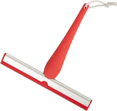 Produktbild von Duschabzieher ISI aus Edelstahl, ergonomischer Griff Soft-Touch rot von SANWOOD