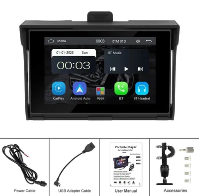 Produktbild von Motorrad CarPlay/Android Auto - 12,7 cm Display - Kabellos - IPX7 wasserdicht - 800×480 - GPS-Navigation - Inkl. 64 GB SD-Karte