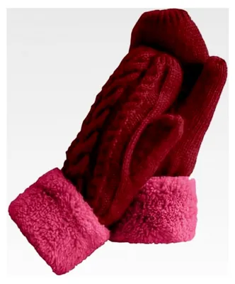 Produktbild von Damen-Winterhandschuhe mit warmem Fleecefutter und Zopfmuster für kaltes Wetter