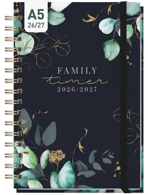 Produktbild von Family-Timer 2026/2027 / 17 Monate / A5 / Mondscheinblüten / Häfft-Verlag