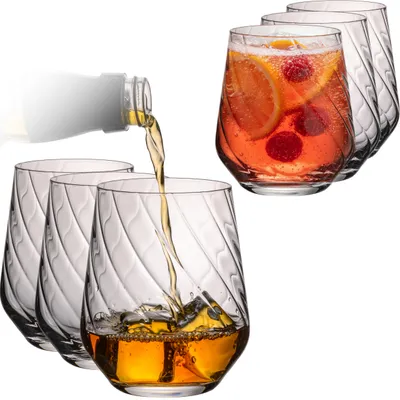Produktbild von IMPERIAL Trinkgläser 6er Set – Strukturierte Gläser geriffelt aus Crystalline Glas 430ml Wassergläser "London/Cali" Spülmaschinenfest