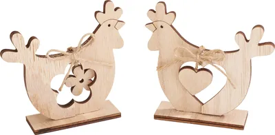 Produktbild von VBS Holz-Steckmotiv "Hühner", 2er-Set, 10-tlg.