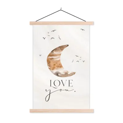 Produktbild von MuchoWow® Textilposter Zitate - Sprichwörter - Kinder - Liebe dich - Jungen - Mädchen - Kinder 120x180 cm mit holzfarbenen Rahmen - Textil-Plakat