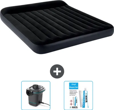 Obrázek produktu pro Nafukovací postel Intex - pro 2 osoby - 183 x 203 x 25 cm - tmavě modrá - včetně pumpy a opravné sady