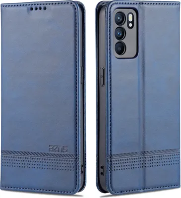 Image de OPPO Reno6 5G Housse en cuir, étui à rabat Portefeuille Fermeture magnétique Ständer Housse de protection pour OPPO Reno6 5G Bleu