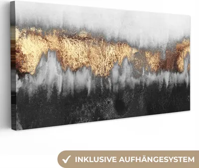Obrázok produktu pre MuchoWow® - Plátno - Zlaté - Elegantné - Abstraktné, nástenný obraz, nástenné dekorácie obrazy obývacia izba, 40x20cm