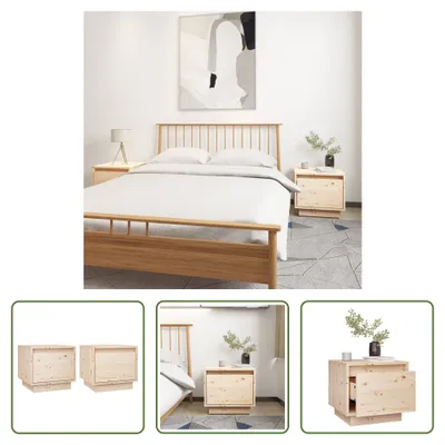 Produktbild von The Living Store Nachttische 2 Stk. 35x34x32 cm Massivholz Kiefer