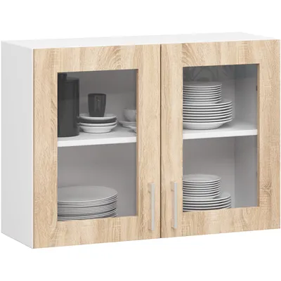 Obrázok produktu pre Akord Vitrína Lima Biela/Dub Sonoma 80X31X58 Cm