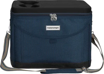 Produktbild von anndora Kühltasche mit schwarzem stabilen Deckel - Blau Hahnentritt Muster - langer Gurt  - Hahnentritt