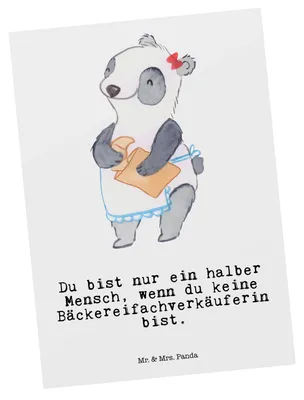 Produktbild von Mr. & Mrs. Panda Postkarte Bäckereifachverkäuferin Herz - Weiß - Geschenk, Beruf, Bäckerei, Spruch, Backstube, Grußkarte, einzelkarte, Ansichtskarte, Lustig, Postkarten