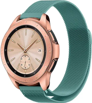Produktbild von Strap-it Milanese Armband - Kompatibel mit Samsung Galaxy Watch Armband 42mm Edelstahl Armband mit Magnetverschluss - Ersatzarmband - Hochwertiges Material - für Smartwatch 20mm Armband Grün