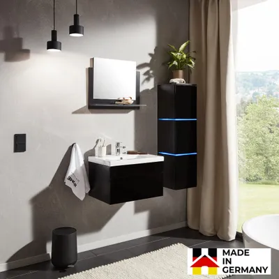 Produktbild von HOME DELUXE - Badmöbel-Set - WANGEROOGE Schwarz - Large - inkl. Waschbecken und komplettem Zubehör - Breite Waschbecken: ca. 60 cm I Badezimmermöbel Waschtisch Badmöbelset