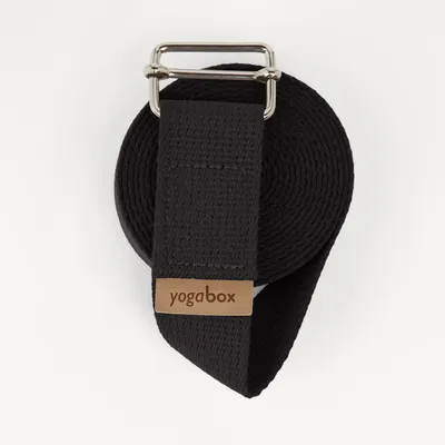 Produktbild von yogabox Yogagurt mit Metall Schiebeverschluss - regional hergestellt - schwarz 3,0 m