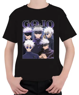 Produktbild von Gojo Satoru Jujutsu Kaisen Augenbinde weißes Haar Anime Geschenk Kinder T-Shirt, Schwarz, 116