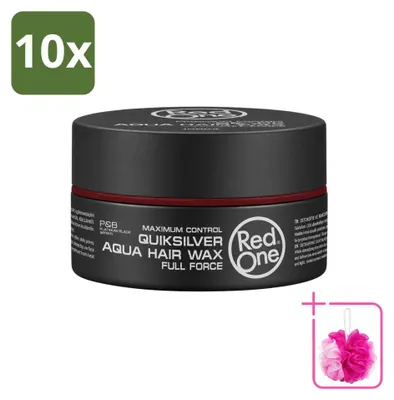 Imagen del producto de 10 unidades de cera para el cabello Red One Quicksilver Aqua – Fijación fuerte y brillo – 150 ml – Paquete económico