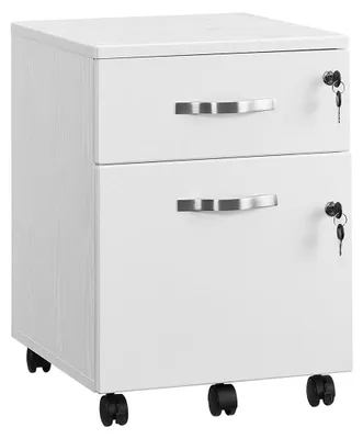 Produktbild von Abschließbarer Rollcontainer weiß – Aktenschrank – Beistelltisch – 5 Rollen – MDF – 44 x 40 x 54,5 cm