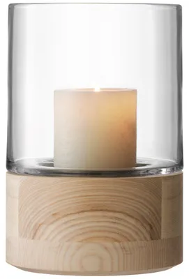 Image de LSA International : Bougeoir et base en frêne, hauteur 22,5 cm, transparent