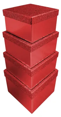 Produktbild von Clairefontaine Geschenkboxen-Set "Glitter rot" 4-teilig
