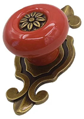 Produktbild von Vintage-Keramik-Türknauf, Schublade, Schrank, Kleiderschrank, Möbelgriff (BronzE-Rot)