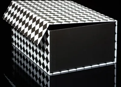 Produktbild von Geschenkbox mit Magnet-Verschluss, karo schwarz 25,2x19,2x11,3cm,