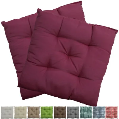 Produktbild von Stuhlkissen Genua 38x38 cm 2er Pack Sitzkissen mit Steppung, Farbe:Berry