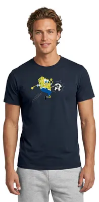 Produktbild von Spreadshirt Spongebob Schwammkopf Kickt Einen Fußball Männer T-Shirt, 5XL, Navy