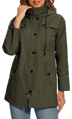 Produktbild von Damen-Regenjacke wasserdicht Windschutz Grün L