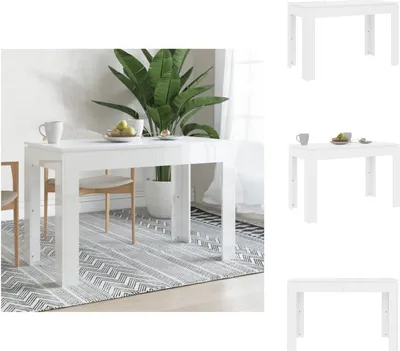 Obrázek produktu pro vidaXL Jídelní stůl vysoký lesk bílý 120x60x76 cm materiál na bázi dřeva - Jídelní stoly