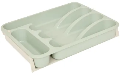 Produktbild von 5five Simply Smart | Schubladeneinsatz ausziehbar - Organizer - Besteckkasten - grün - 49 x 34 cm - aus Kunststoff - Besteckeinsatz - für Schubladen