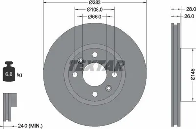 Produktbild von 2x TEXTAR Bremsscheibe 92078703 passend für PEUGEOT 406 (8B) 406 Coupe (8C) 28mm