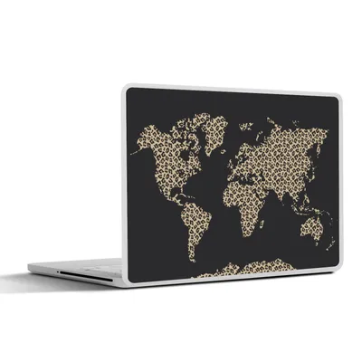 Produktbild von MuchoWow® Laptop Aufkleber Sticker Cover Weltkarte - Tiermotiv - Leopard 40x30 cm - Laptop Dekoration - Selbstklebend