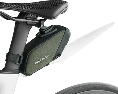 Produktbild von ROCKBROS Fahrrad Satteltasche Fahrradsitz Tasche Fahrradtasche mit Durchsichtigen PVC Kotflügel für Mountainbikes und Rennräder, Dunkelgrün