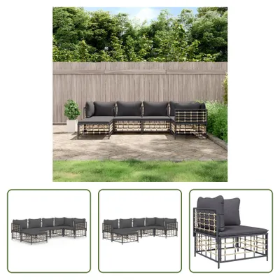 Produktbild von The Living Store 6-tlg. Garten-Lounge-Set mit Kissen Anthrazit Poly Rattan