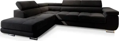 Produktbild von Masseno Ecksofa SELVA L-S mit Schlaffunktion L-Form, Sofa mit Bettkasten, Wohnzimmersofa, Couch, Soffa, Bettsofa, Couchgarnitur- Schwarz, MONOLITH 95