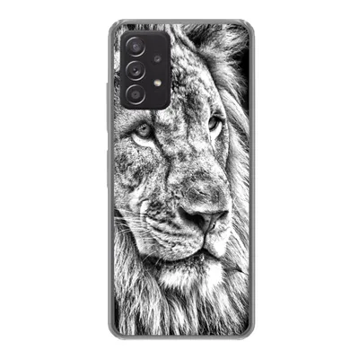 Produktbild von MuchoWow® Handyhülle Schutzhülle Hülle für Samsung Galaxy A53 5G Porträt - Löwe - Schwarz und weiß Silikon Softcase Handy Hülle - Schutzabdeckung