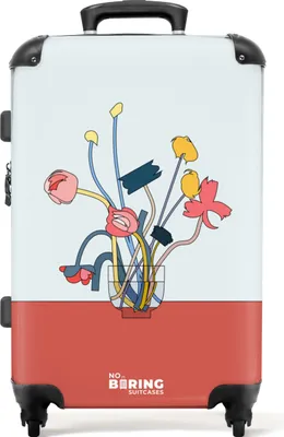 Produktbild von NoBoringSuitcases.com® Großer Koffer - Blumen - Pflanzen - Abstrakt - Vase - Kombinationsschloss TSA - Hartschalen Trolley 4 Rollen - 72 liter - Reisekoffer - 66 cmKoffer Mittelgroß 67x43x25 cm, 72L,