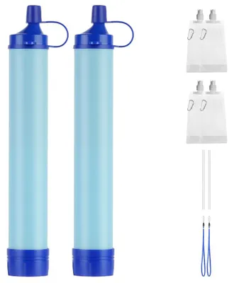 Imagen del producto de Kit de filtros para agua potable, 2 unidades, con 2 bolsas para agua, portátil, ideal para camping y actividades al aire libre
