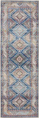 Produktbild von benuta Waschbarer Vintage Teppich Läufer George Blau 80x240 cm Wohnzimmerteppich Schlafzimmer weich orientalisch