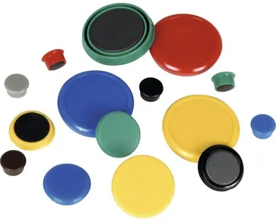 Produktbild von Haftmagnete mit Plastikkappe, rund, farbig sortiert, 8 Stück