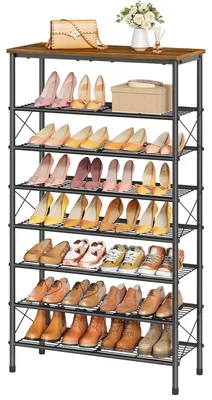 Productafbeelding van Schoenenrek met 8 niveaus voor 28-32 paar schoenen in bruin en zwart