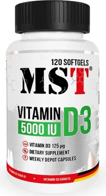 Zdjęcie produktu dla MST - Witamina D3 5000IU 120 kapsułek miękkich
