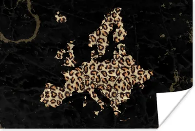 Produktbild von MuchoWow® Poster Karte - Europa - Pantherdruck 60x40 cm - Schlafzimmerdekoration