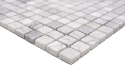 Produktbild von Handmuster Natursteinmosaik Marmor weiss carrara Optik matt Wand Boden Küche Bad Dusche MOS38-15-2000_m